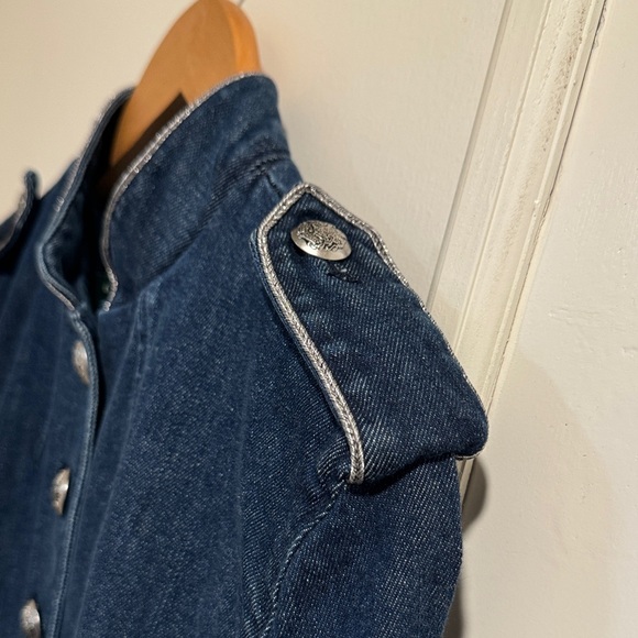 LAUREN RALPH LAUREN Sz8 MILITARY-INSPIRED OFFICER STRETCH DENIM JACKET - Picture 10 of 13